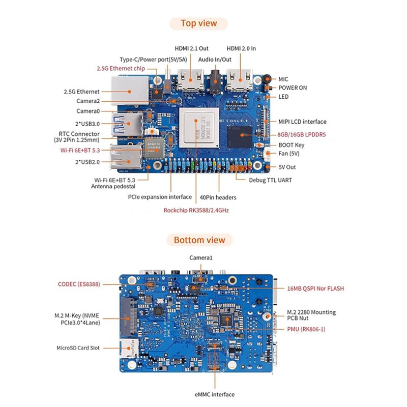 ABRI-For Orange Pi 5 Ultra RK3 - đánh giá và giá Rk3588 Mini Pc Board
